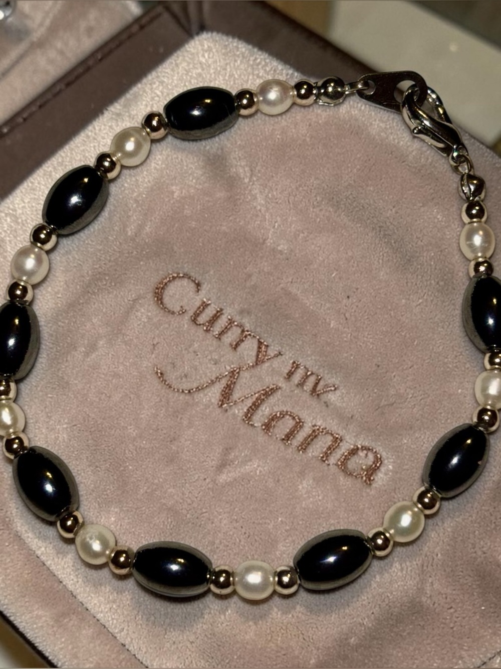 Hematite & Pearl Beaded Bracelet